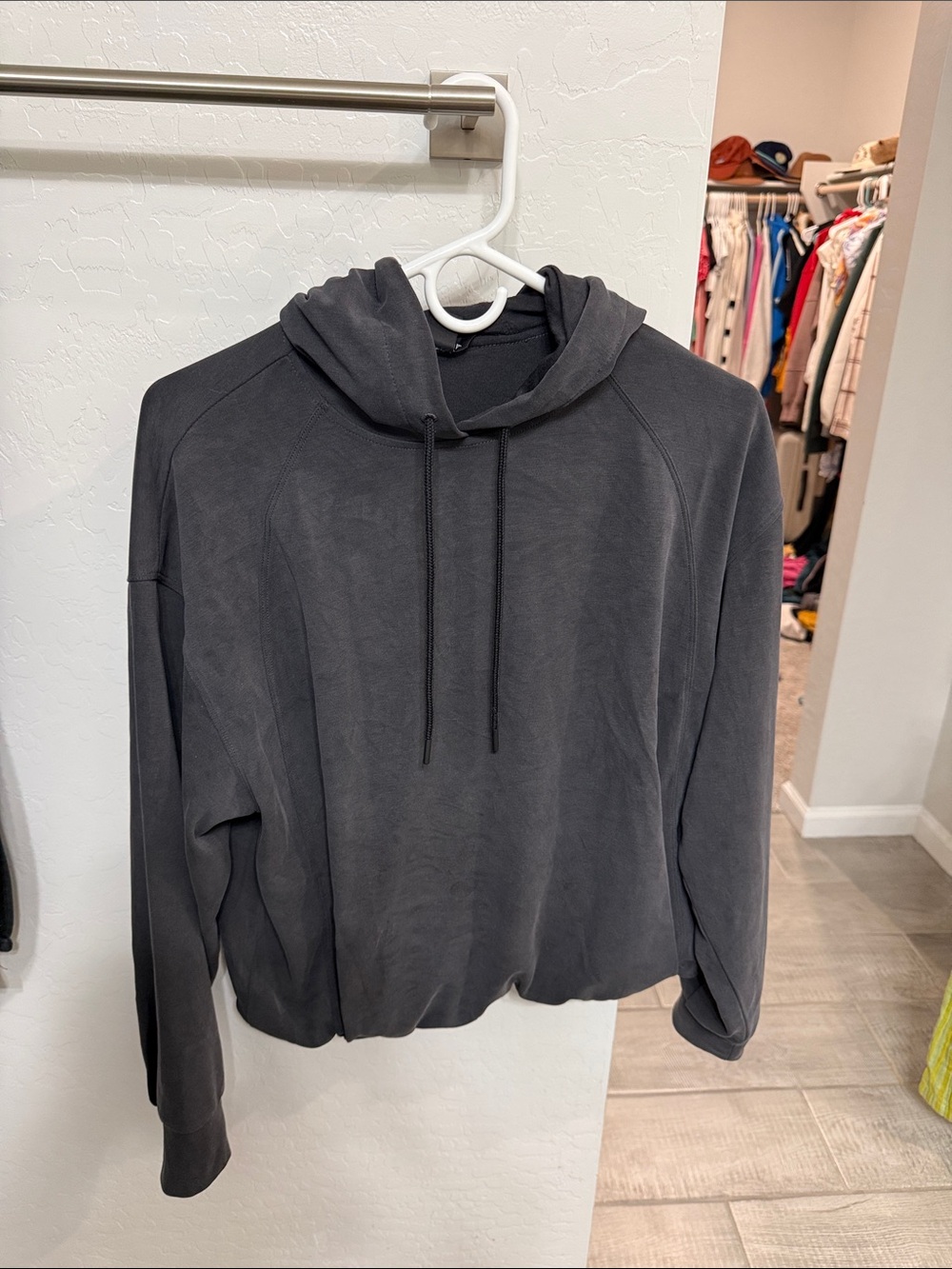 Athleta Charcoal Hooded Pullover Sweatshirt small